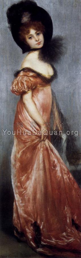 Young Girl In A Pink Dress - 皮埃尔·卡列尔·贝劳斯